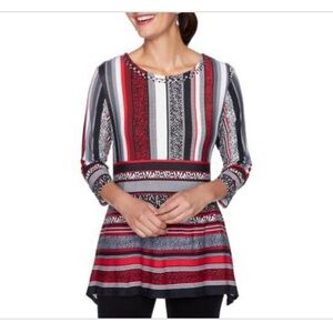 NWT Ruby Rd. Red, Black, & White Blouse L